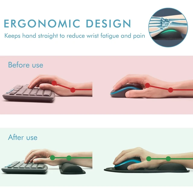 Alt view image 10 of 14 - Premium Keyboard Wrist Rest and Mouse Pad Wrist Support for 2 Pack