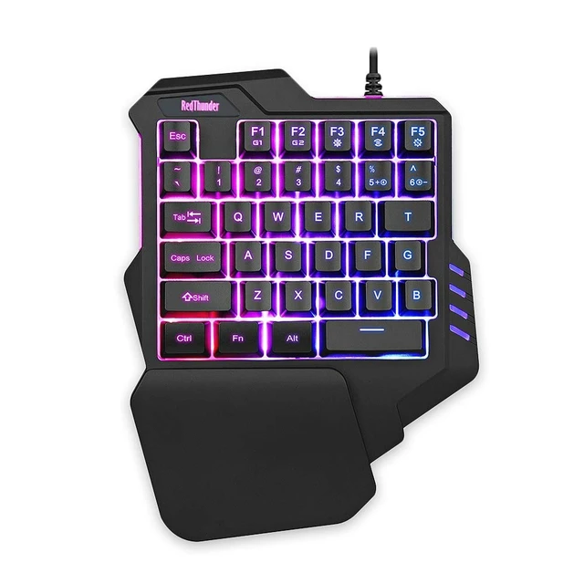 Alt view image 8 of 14 - One Handed Gaming Keyboard RGB Backlit 35 Keys Portable Mini Gaming Keypad Ergonomic Game Controller for PC Gamer