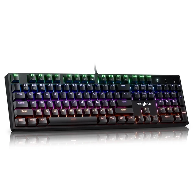 Alt view image 8 of 14 - Wired Mechanical Gaming Keyboard with Clicky Switch,104-Key, Black