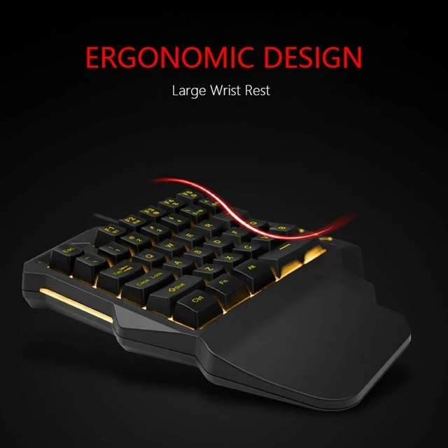 Alt view image 14 of 14 - One Handed Gaming Keyboard RGB Backlit 35 Keys Portable Mini Gaming Keypad Ergonomic Game Controller for PC Gamer