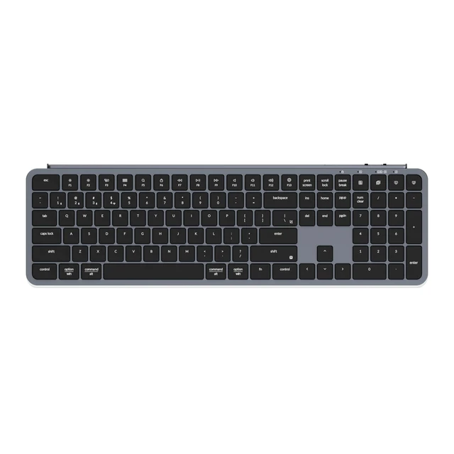 Alt view image 8 of 14 - Thin Wireless Keyboard, Full-Size ZMK with Numeric Keypad Quiet Typing, 2.4 GHz/Bluetooth 5.2/Wired Connection Long Battery Life, Compatible with Mac Windows Linux - Space Gray