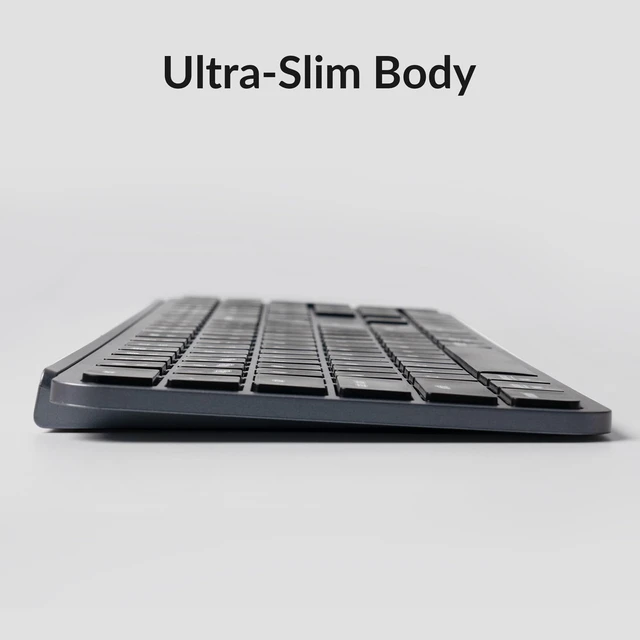 Alt view image 14 of 14 - Thin Wireless Keyboard, Full-Size ZMK with Numeric Keypad Quiet Typing, 2.4 GHz/Bluetooth 5.2/Wired Connection Long Battery Life, Compatible with Mac Windows Linux - Space Gray