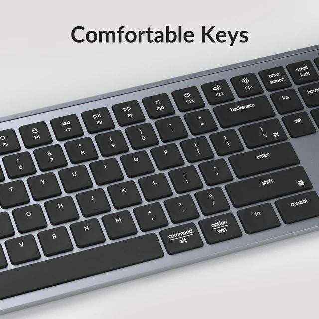Alt view image 12 of 14 - Thin Wireless Keyboard, Full-Size ZMK with Numeric Keypad Quiet Typing, 2.4 GHz/Bluetooth 5.2/Wired Connection Long Battery Life, Compatible with Mac Windows Linux - Space Gray
