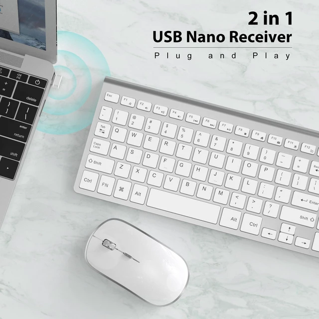 Alt view image 9 of 14 - Wireless Keyboard Mouse, 2.4G Compact and Ultra Slim Wireless Keyboard and Mouse for Windows, Computer, Desktop, PC, Laptop-Sliver
