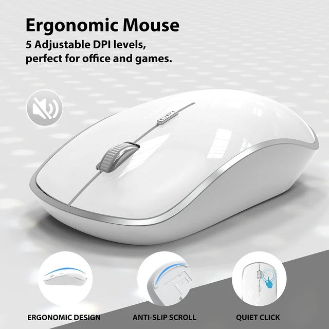 Alt view image 14 of 14 - Wireless Keyboard Mouse, 2.4G Compact and Ultra Slim Wireless Keyboard and Mouse for Windows, Computer, Desktop, PC, Laptop-Sliver