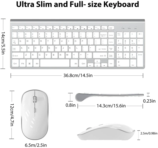 Alt view image 12 of 14 - Wireless Keyboard Mouse, 2.4G Compact and Ultra Slim Wireless Keyboard and Mouse for Windows, Computer, Desktop, PC, Laptop-Sliver