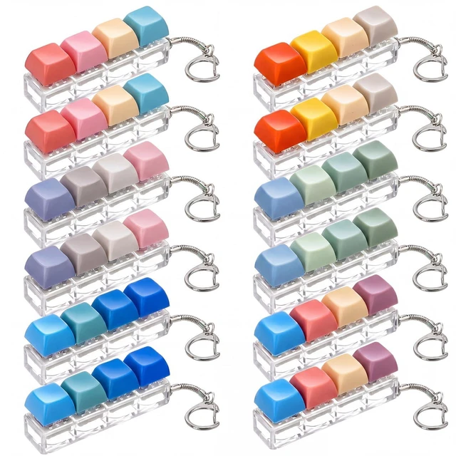 Alt view image 8 of 14 - Keyboard Fidget Toys, Stress Relief Fidget Clicker Keychain 4-in-1 Keyboard Decompression Button Clicker Toys Goodies Bag Stuffers for Adult to Relieve Stress Party Favors Birthday Gifts
