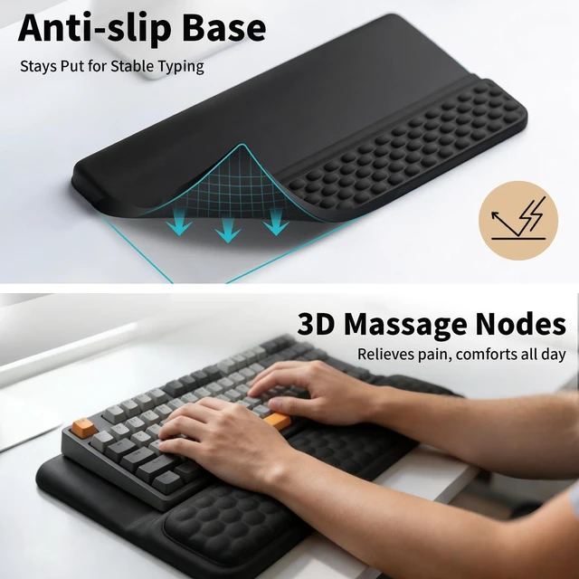 Alt view image 10 of 14 - Keyboard Wrist Rest Stand Pad, Soft Memory Foam Ergonomic Computer Wrist Support, Keyboard Riser Hand Rest Cushion Holder Gaming Typing Coding Desk Accessories for Home Office SchoolBlack
