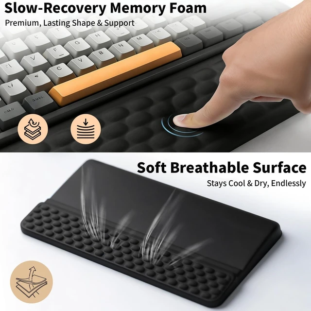 Alt view image 11 of 14 - Keyboard Wrist Rest Stand Pad, Soft Memory Foam Ergonomic Computer Wrist Support, Keyboard Riser Hand Rest Cushion Holder Gaming Typing Coding Desk Accessories for Home Office SchoolBlack