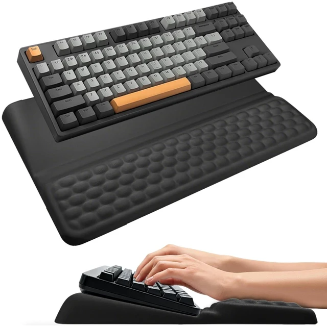 Alt view image 8 of 14 - Keyboard Wrist Rest Stand Pad, Soft Memory Foam Ergonomic Computer Wrist Support, Keyboard Riser Hand Rest Cushion Holder Gaming Typing Coding Desk Accessories for Home Office SchoolBlack