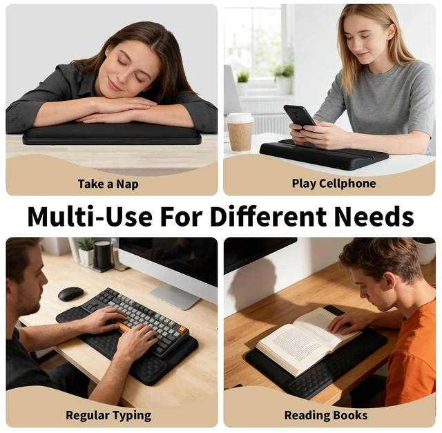 Alt view image 13 of 14 - Keyboard Wrist Rest Stand Pad, Soft Memory Foam Ergonomic Computer Wrist Support, Keyboard Riser Hand Rest Cushion Holder Gaming Typing Coding Desk Accessories for Home Office SchoolBlack