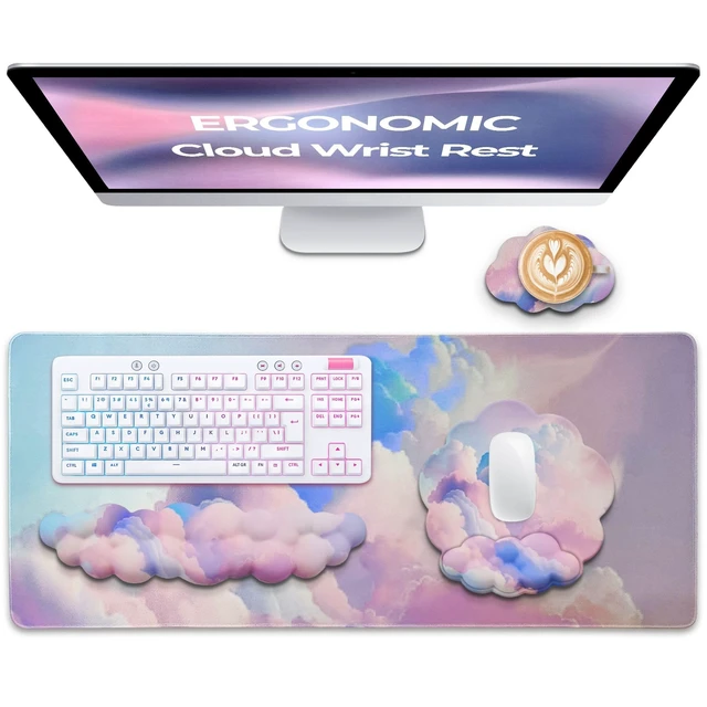 Alt view image 9 of 14 - Premium Quality Cloud Wrist Rest Keyboard, Mouse Pad, Wrist Rest Pad, Wrist Rest for Computer Keyboard, Cloud Drink Coaster and Mouse Pad
