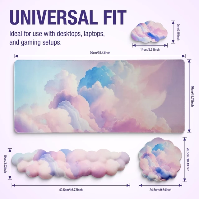Alt view image 12 of 14 - Premium Quality Cloud Wrist Rest Keyboard, Mouse Pad, Wrist Rest Pad, Wrist Rest for Computer Keyboard, Cloud Drink Coaster and Mouse Pad