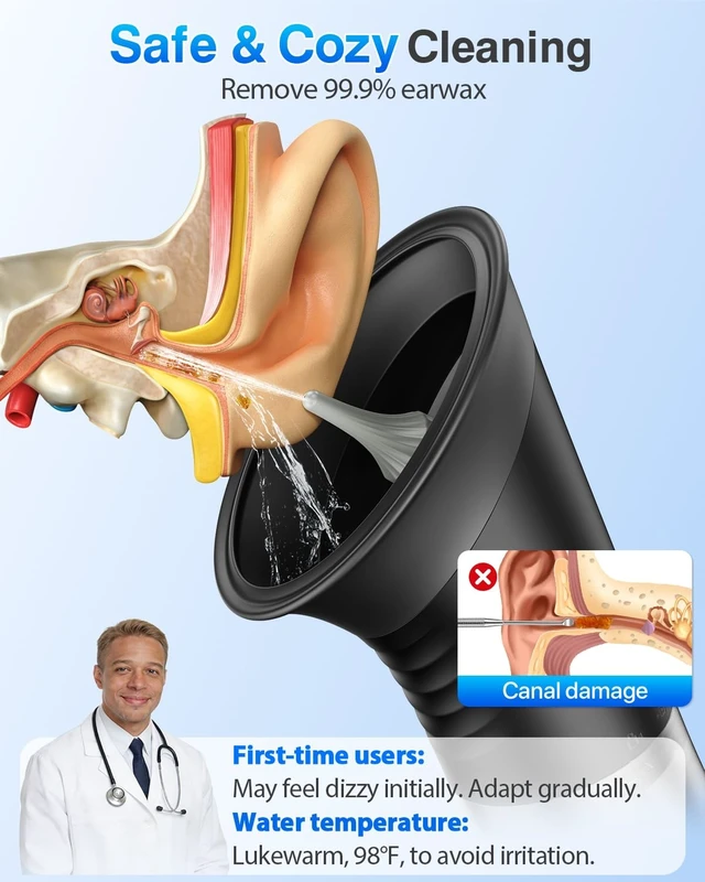 Alt view image 9 of 14 - Upgraded Ear Wax Removal with One-Piece Waste Tank, Electric Ear Cleaner | Safe & Effective Electric Ear Cleaning, IPX7, 5000mAh, 12 Tips, 3 Pressure Modes