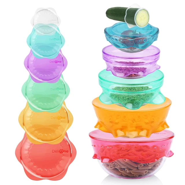 Alt view image 7 of 12 - Silicone Stretch Lids for Kitchen Food Storage Durable,Reusable + Expandable Bowl Covers for Cup or Square Containers, Freezer, Microwave,and Dishwasher Safe,Mixing Size, 6-Pack, Color