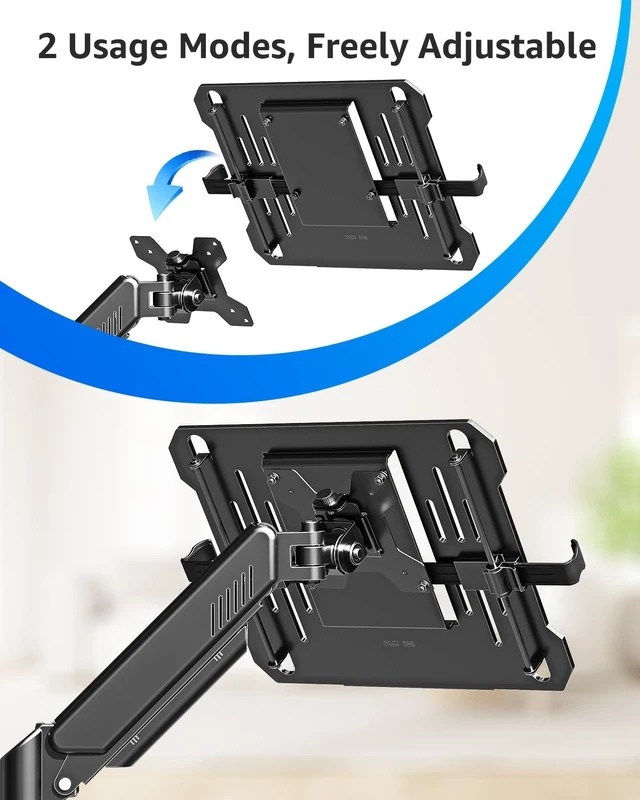 Alt view image 13 of 14 - Laptop Stand for Desk, 2-in-1 Monitor Mount with Laptop Tray Holds 2.2-22lbs, Adjustable Laptops Arm Mount for Max 17" Notebook & 32" Monitor, Laptops Desk Arm with Clamp/Grommet