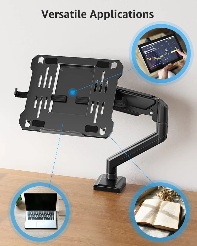 Alt view image 14 of 14 - Laptop Stand for Desk, 2-in-1 Monitor Mount with Laptop Tray Holds 2.2-22lbs, Adjustable Laptops Arm Mount for Max 17" Notebook & 32" Monitor, Laptops Desk Arm with Clamp/Grommet