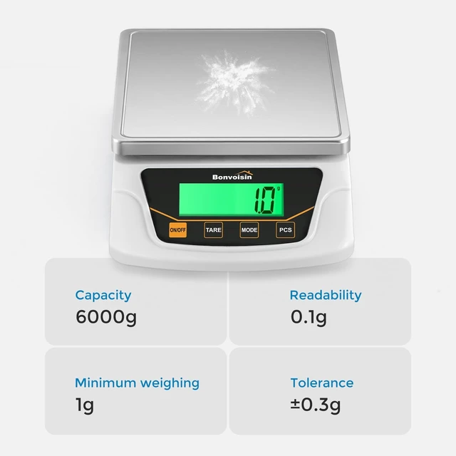 Alt view image 9 of 14 - Digital Gram Scale 6000g x 0.1g Lab Scale with 6 Units | Precision Balance with Tare, Counting, Dual Power (Adapter + AA Batteries), Adjustable Auto-Off for Lab, Jewelry, Parts