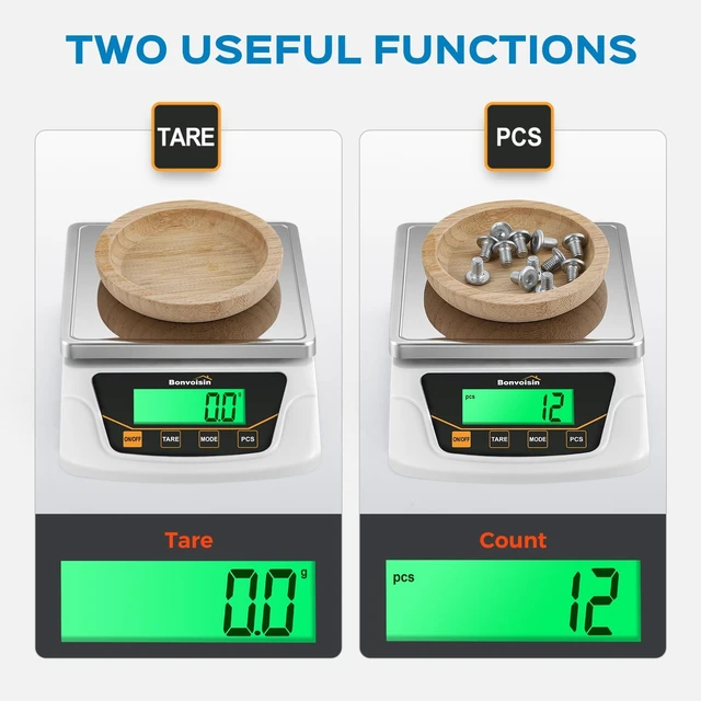 Alt view image 14 of 14 - Digital Gram Scale 6000g x 0.1g Lab Scale with 6 Units | Precision Balance with Tare, Counting, Dual Power (Adapter + AA Batteries), Adjustable Auto-Off for Lab, Jewelry, Parts