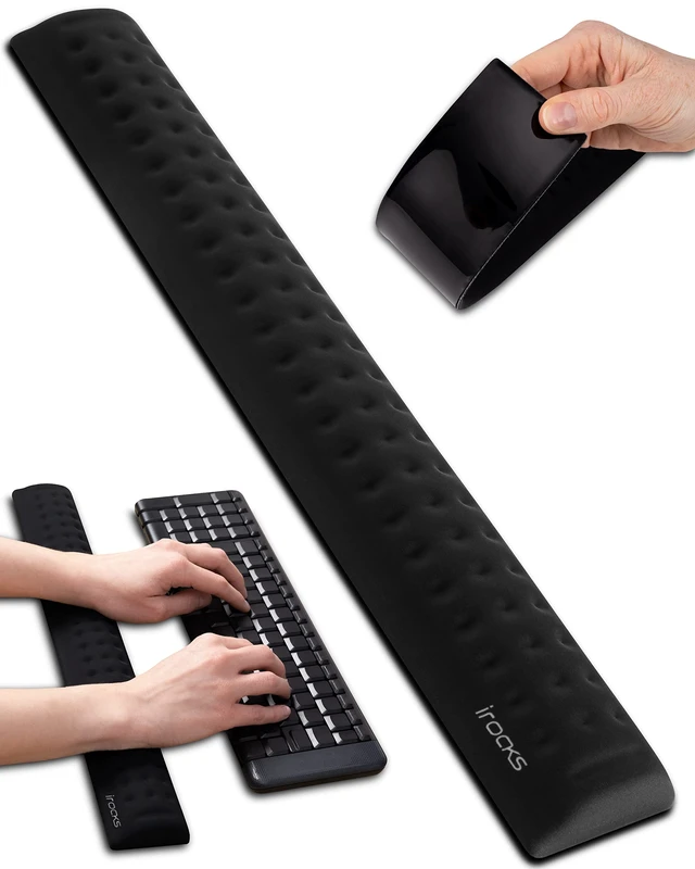 Alt view image 8 of 14 - Memory Foam Keyboard Wrist Rest - Pain-Reducing, Non-Slip Rubber Base Wrists Rest Support - Cooling Ergonomic Laptop & Computer Keyboard Pad for Long Hours of Work, Studying, Gaming - Black