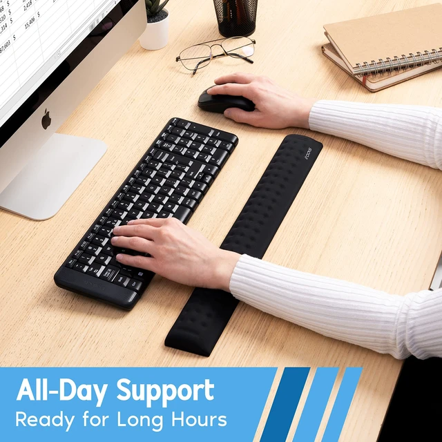 Alt view image 10 of 14 - Memory Foam Keyboard Wrist Rest - Pain-Reducing, Non-Slip Rubber Base Wrists Rest Support - Cooling Ergonomic Laptop & Computer Keyboard Pad for Long Hours of Work, Studying, Gaming - Black