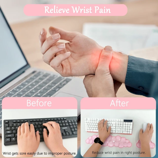 Alt view image 14 of 14 - Acrylic Computer Keyboard Stand with Gel Cloud Wrist Rest Keyboard Riser with Comfortable Clear Silicone Mouse Wrist Pad Ergonomic Tilted Transparent Keyboard Holder for Desktop Office Hot Pink