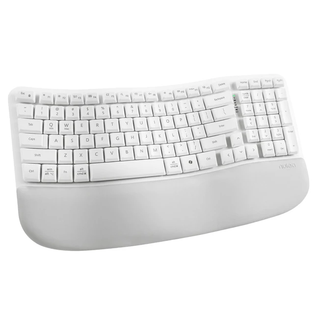 Alt view image 8 of 14 - Wave Keys Wireless Ergonomic Keyboard with Cushioned Palm Rest, 2.4GHz Ergo Cordless USB Computer Keyboard, Comfortable Natural Typing, for Laptop, Mac, Windows (White)