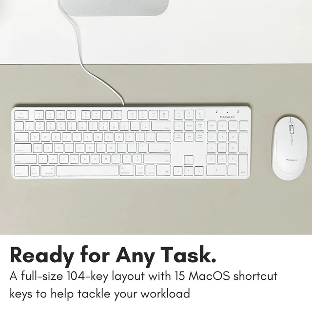 Alt view image 11 of 14 - Slim USB Wired Keyboard for Mac and Windows PC - Full Size 104 Key Layout & 16 Shortcut Keys - Scissor Keycaps for Smooth Typing - Mac Wired Keyboard with Numeric Keypad