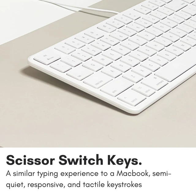 Alt view image 12 of 14 - Slim USB Wired Keyboard for Mac and Windows PC - Full Size 104 Key Layout & 16 Shortcut Keys - Scissor Keycaps for Smooth Typing - Mac Wired Keyboard with Numeric Keypad