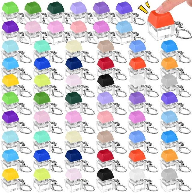Alt view image 7 of 12 - Keyboard Fidget Toy Fidget Clicker Keyboard Keychain Decompression Relief Toys Button Stress Relief Gifts for Adults Kids Pass the Time (Vibrant Color,60 Pcs)