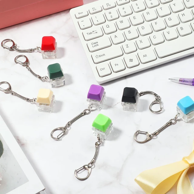 Alt view image 10 of 12 - Keyboard Fidget Toy Fidget Clicker Keyboard Keychain Decompression Relief Toys Button Stress Relief Gifts for Adults Kids Pass the Time (Vibrant Color,60 Pcs)