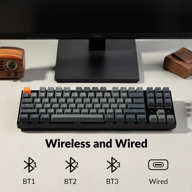 Alt view image 9 of 14 - Tenkeyless Wireless Mechanical Keyboard for Mac, White Backlight, Bluetooth, Multitasking, Type-C Wired Gaming Keyboard for Windows with Brown Switch