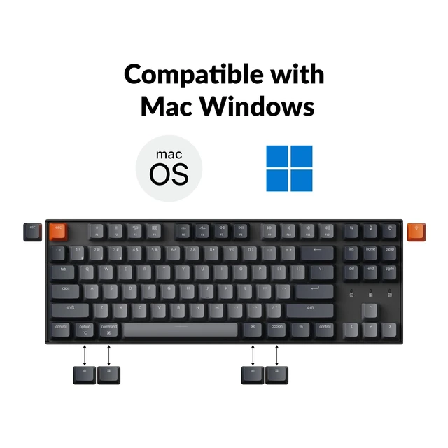 Alt view image 10 of 14 - Tenkeyless Wireless Mechanical Keyboard for Mac, White Backlight, Bluetooth, Multitasking, Type-C Wired Gaming Keyboard for Windows with Brown Switch