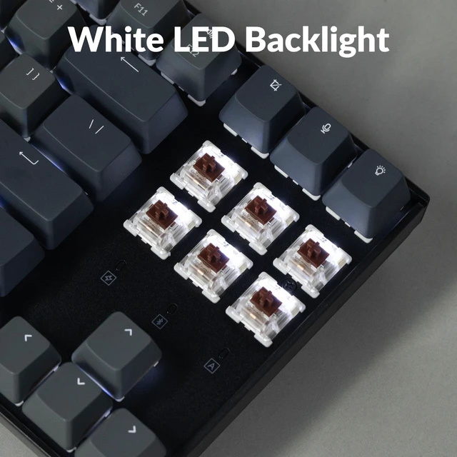 Alt view image 13 of 14 - Tenkeyless Wireless Mechanical Keyboard for Mac, White Backlight, Bluetooth, Multitasking, Type-C Wired Gaming Keyboard for Windows with Brown Switch