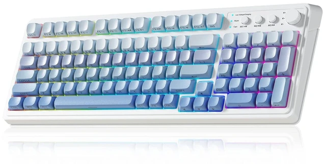 Alt view image 6 of 10 - Gaming Keyboard, Wireless Computer Keyboards with Media Knob
