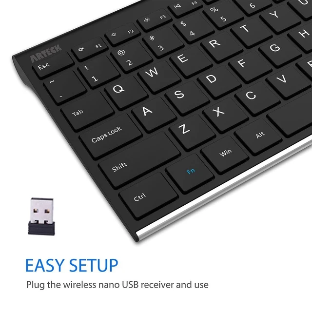 Alt view image 10 of 14 - 2.4G USB Wireless Keyboard Full Size Keyboard for Computer/PC/Laptop