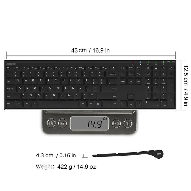 Alt view image 13 of 14 - 2.4G USB Wireless Keyboard Full Size Keyboard for Computer/PC/Laptop