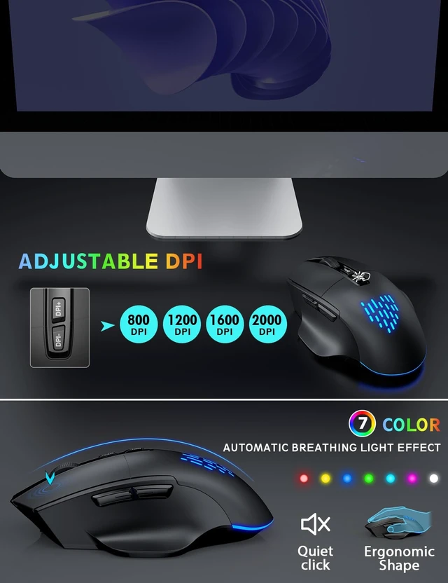 Alt view image 13 of 14 - Wireless Keyboard and Mouse Combo, Backlit Scissor Keys, Wrist Rest