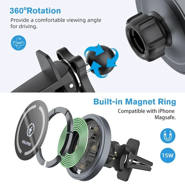 Alt view image 13 of 14 - for MagSafe Car Mount Charger iPhone Wireless Car Charger, Stick on Dashboard Magnetic Phone Holder Mount for iPhone 17 Pro Max 16 15 14 Series, 15W Fast Charging, Aluminum Shell