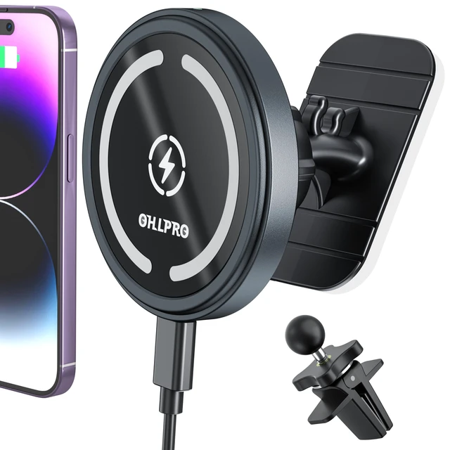 Alt view image 8 of 14 - for MagSafe Car Mount Charger iPhone Wireless Car Charger, Stick on Dashboard Magnetic Phone Holder Mount for iPhone 17 Pro Max 16 15 14 Series, 15W Fast Charging, Aluminum Shell