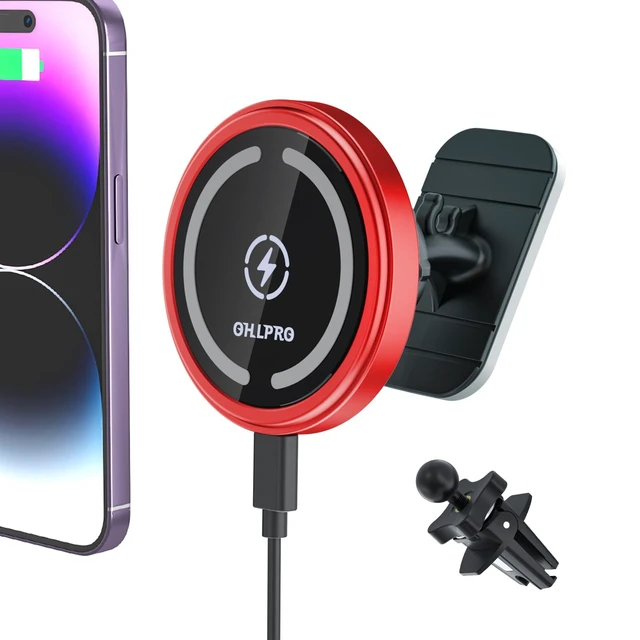 Alt view image 7 of 12 - for MagSafe Car Mount Charger iPhone Wireless Car Charger, Stick on Dashboard Magnetic Phone Holder Mount for iPhone 17 Pro Max 16 15 14 Series, 15W Fast Charging, Aluminum Shell
