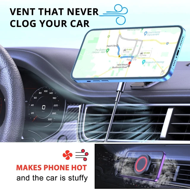 Alt view image 9 of 12 - for MagSafe Car Mount Charger iPhone Wireless Car Charger, Stick on Dashboard Magnetic Phone Holder Mount for iPhone 17 Pro Max 16 15 14 Series, 15W Fast Charging, Aluminum Shell