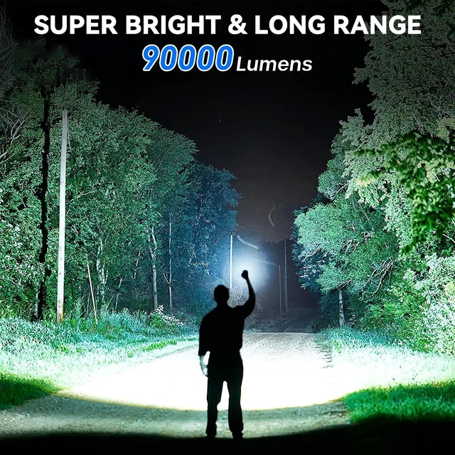 Alt view image 9 of 14 - Flashlight Rechargeable 99,000 High Lumen - 7 Modes LED Flash Light with COB, Powerful Handheld Flashlight for Home, Camping(2 Pack)