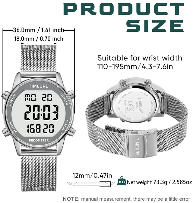 Alt view image 12 of 14 - Pedometer Watch for Women, Step Counter Watch, No App or Charging