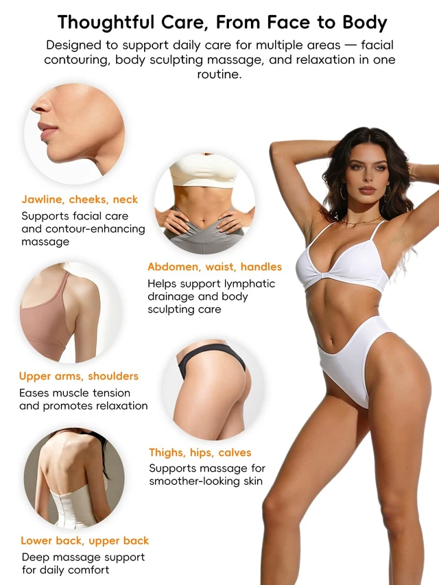 Alt view image 10 of 12 - 5-in-1 Gua Sha & Cupping Massager, Lymphatic Drainage Massager,Cellulite Massage Tool,Body Sculpting Machine for Belly, Arms, Legs, Waist, White