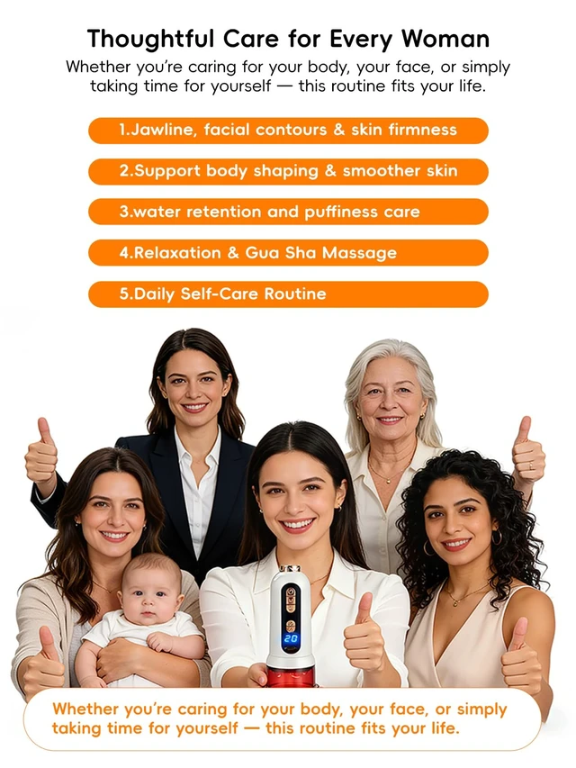Alt view image 11 of 12 - 5-in-1 Gua Sha & Cupping Massager, Lymphatic Drainage Massager,Cellulite Massage Tool,Body Sculpting Machine for Belly, Arms, Legs, Waist, White