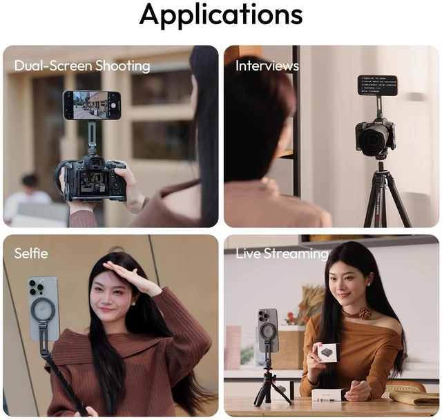 Alt view image 12 of 14 - MA07 Magnetic Phone Tripod Mount for Magsafe, Aluminum Camera Phone Mount with 1/4" Screw, Cold Shoe Magnetic Tripod for Camera, Copatibale with iPhone 17/16/15/14/13/12 Series