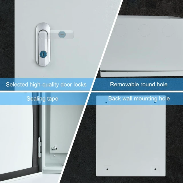 Alt view image 11 of 14 - Steel Electrical Junction Box, Indoor&Outdoor Electrical Enclosure Box, Wall Mounted Waterproof&Dustproof Metal Box, Universal Electric Equipment Enclosure Box with Safety Locks and Mounting Plates