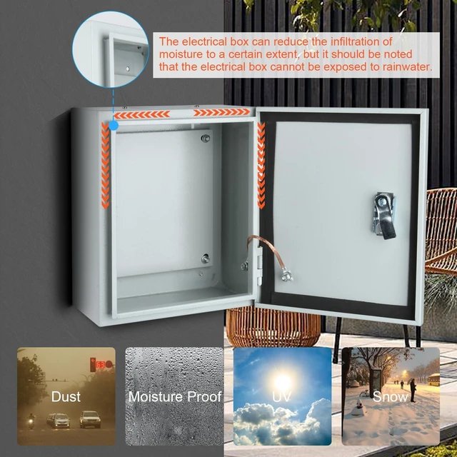 Alt view image 10 of 14 - Steel Electrical Junction Box, Indoor&Outdoor Electrical Enclosure Box, Wall Mounted Waterproof&Dustproof Metal Box, Universal Electric Equipment Enclosure Box with Safety Locks and Mounting Plates