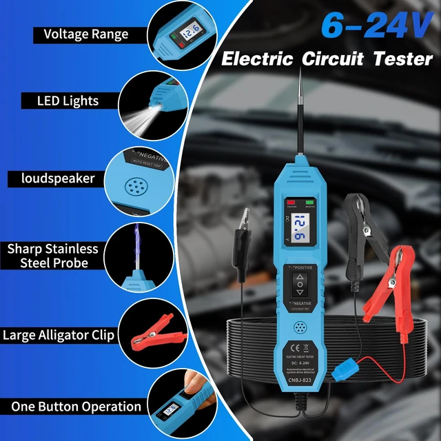 Alt view image 9 of 14 - Power Circuit Probe Tester, 6V/12V/24V DC Circuit Tester Automotive, Multifunctional Car Electric Circuit Tester Power Fuse & Voltage Tester Light, Short Circuit Breake Finder Electrical Tools, Blue